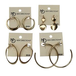 NWT New Directions Gold Tone Pierced Earrings Lot: Hoops, & Dangles